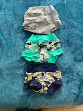 Kids Swim Diaper Cover - Gray, Teal Camo & Navy Dino Set 12-24 months